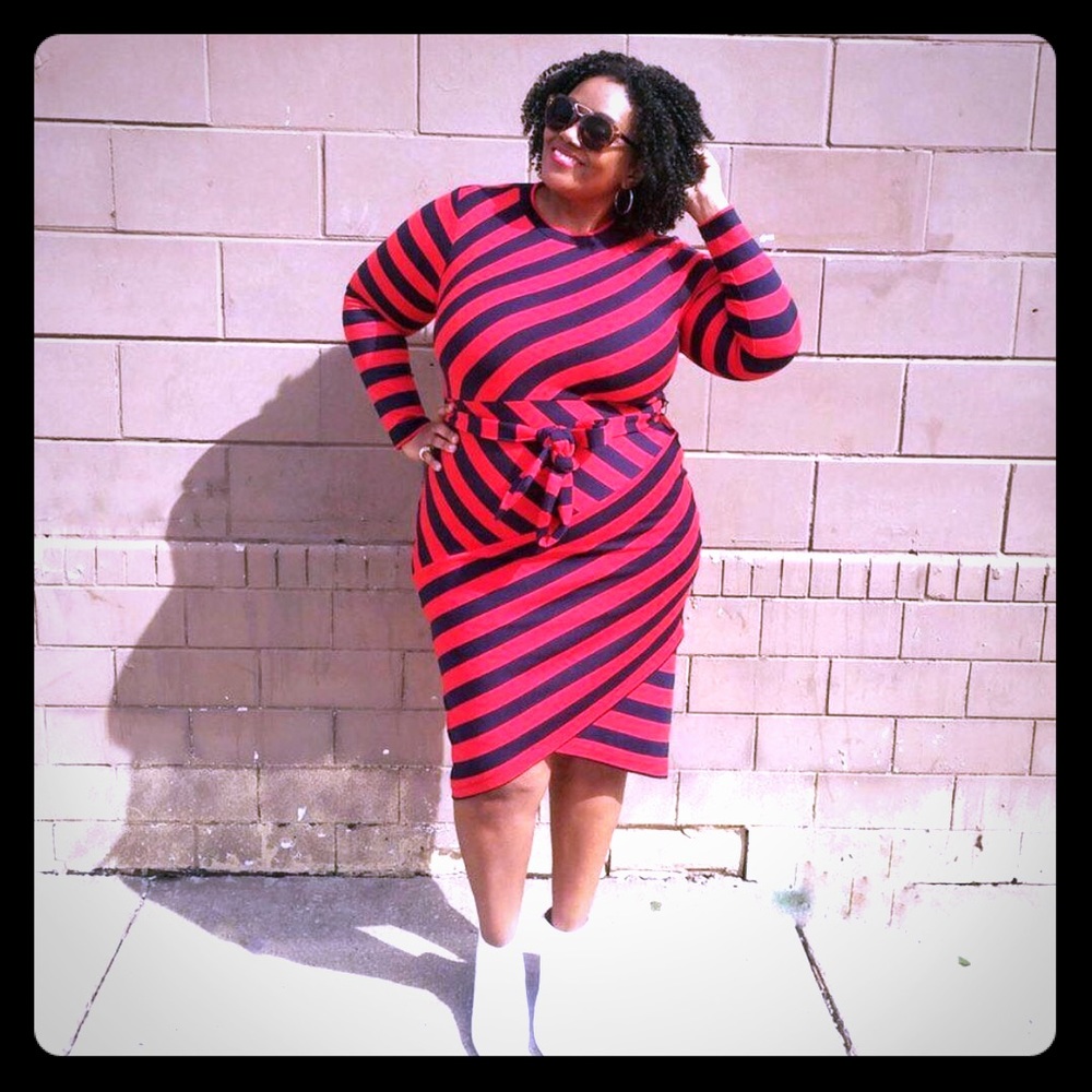Never Worn! ELOQUII Red and Black Striped Dress!
